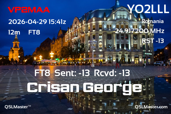 QSL Master Card for YO2LLL QSO with VP2MAA