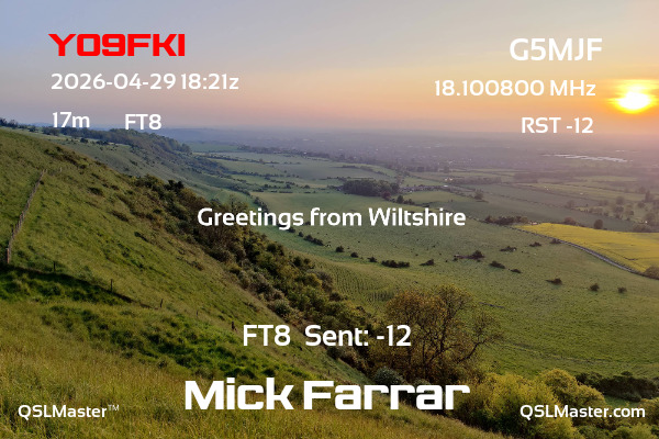 QSL Master Card for G5MJF QSO with YO9FKI