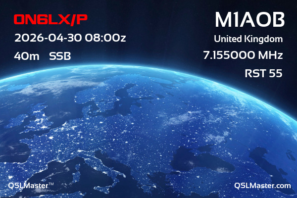 QSL Master Card for M1AOB QSO with ON6LX/P