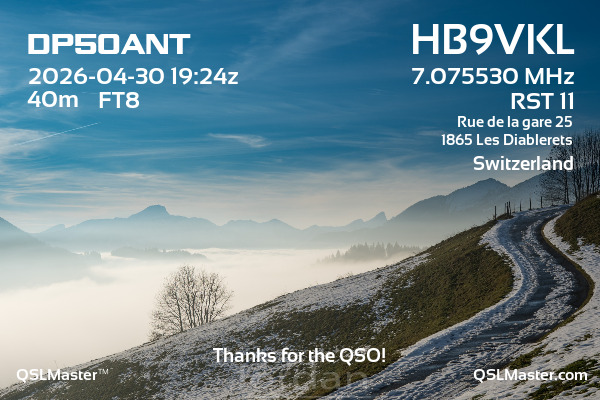QSL Master Card for HB9VKL QSO with DP50ANT