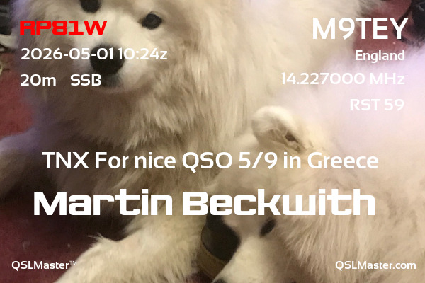 QSL Master Card for M9TEY QSO with RP81W