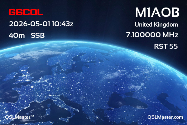 QSL Master Card for M1AOB QSO with G6COL