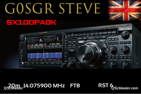 QSL Master Card for G0SGR QSO with SX100PAOK