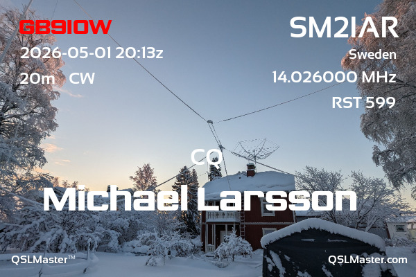 QSL Master Card for SM2IAR QSO with GB9IOW