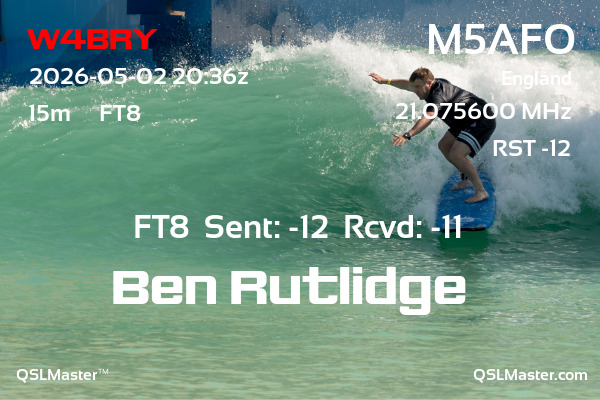 QSL Master Card for M5AFO QSO with W4BRY