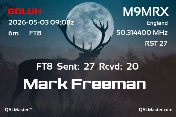 QSL Master Card for M9MRX QSO with G0LUH