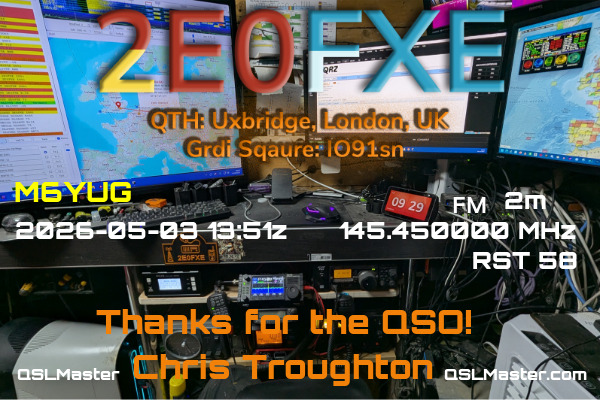 QSL Master Card for 2E0FXE QSO with M6YUG