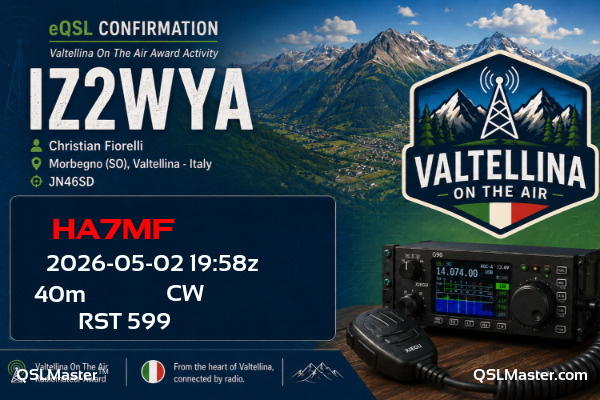 QSL Master Card for IZ2WYA QSO with HA7MF
