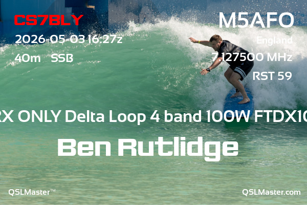 QSL Master Card for M5AFO QSO with CS7BLY