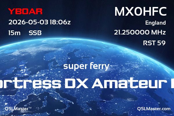 QSL Master Card for MX0HFC QSO with YB0AR