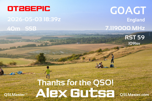 QSL Master Card for G0AGT QSO with OT26EPIC