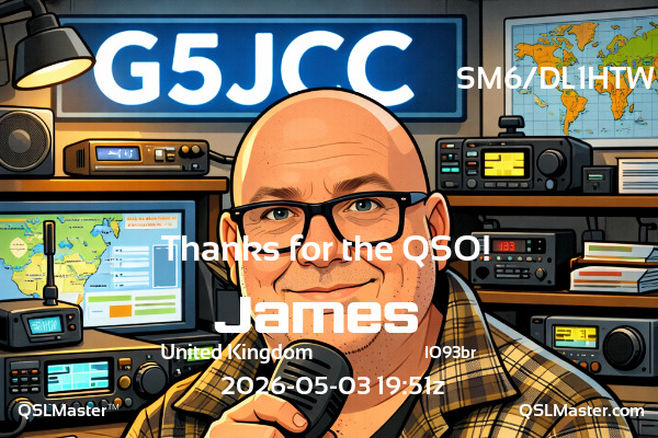 QSL Master Card for G5JCC QSO with SM6/DL1HTW