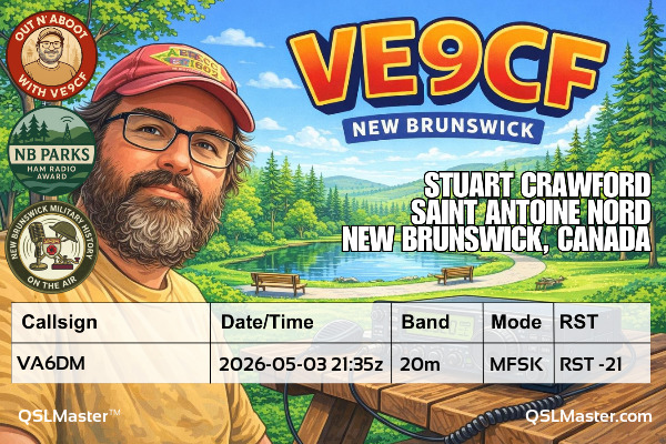 QSL Master Card for VE9CF QSO with VA6DM