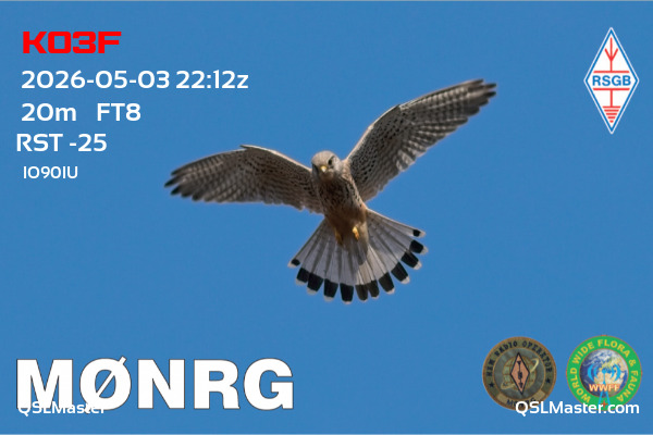 QSL Master Card for M0NRG QSO with KO3F