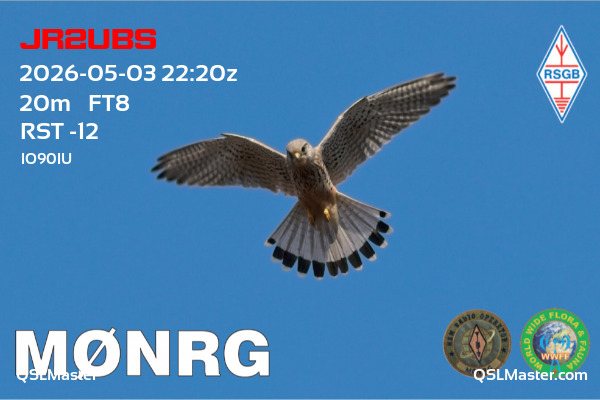 QSL Master Card for M0NRG QSO with JR2UBS