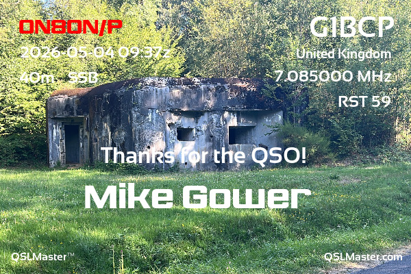 QSL Master Card for G1BCP QSO with ON8ON/P