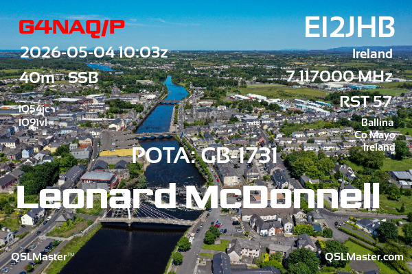 QSL Master Card for EI2JHB QSO with G4NAQ/P