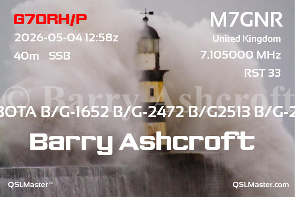 QSL Master Card for M7GNR QSO with G7ORH/P