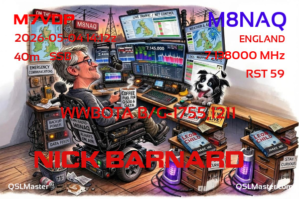 QSL Master Card for M8NAQ QSO with M7VDP