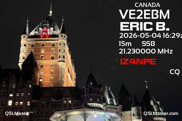 QSL Master Card for VE2EBM QSO with IZ4NPE