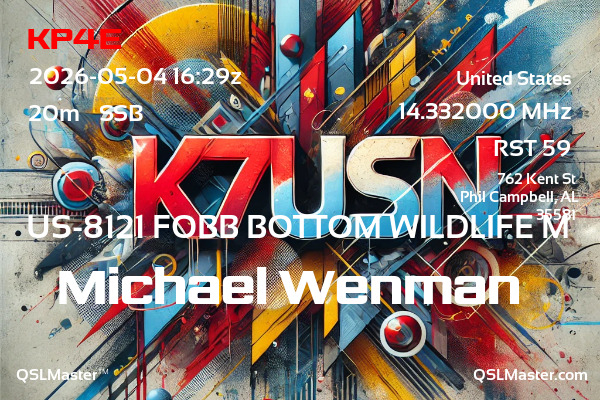 QSL Master Card for K7USN QSO with KP4E
