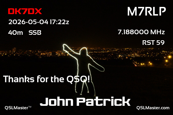 QSL Master Card for M7RLP QSO with DK7DX