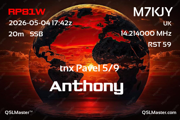QSL Master Card for M7KJY QSO with RP81W