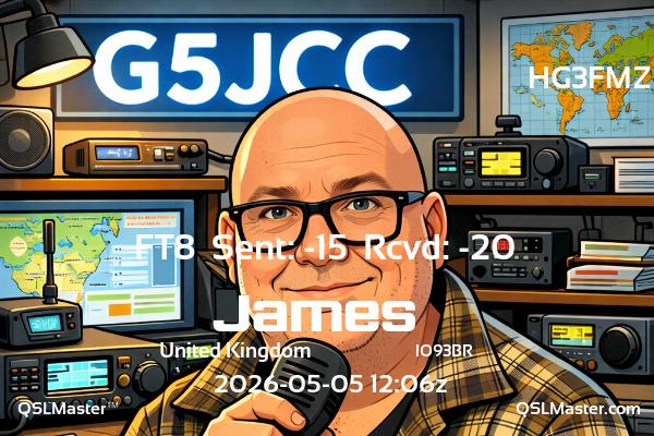 QSL Master Card for G5JCC QSO with HG3FMZ