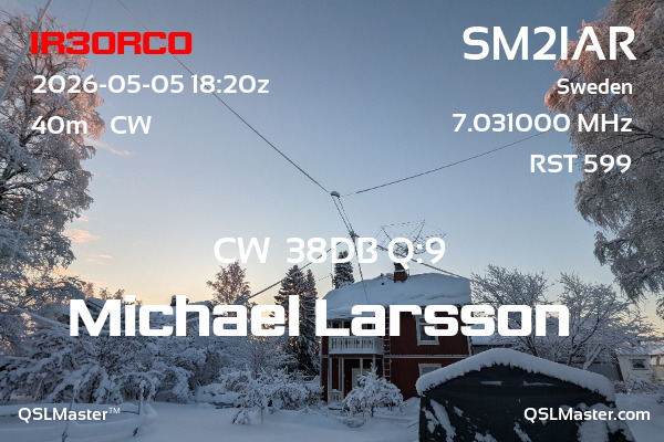 QSL Master Card for SM2IAR QSO with IR3ORCO