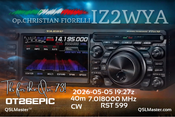 QSL Master Card for IZ2WYA QSO with OT26EPIC