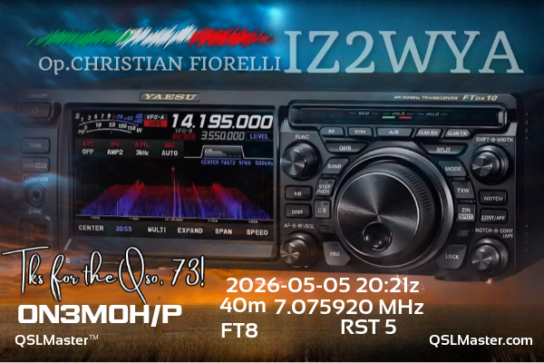 QSL Master Card for IZ2WYA QSO with ON3MOH/P