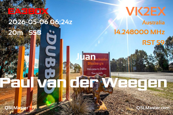 QSL Master Card for VK2EX QSO with EA3BOX
