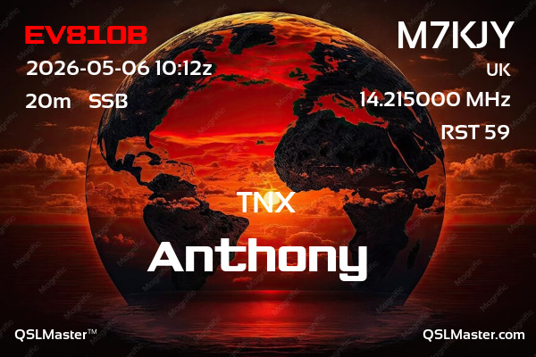 QSL Master Card for M7KJY QSO with EV81OB