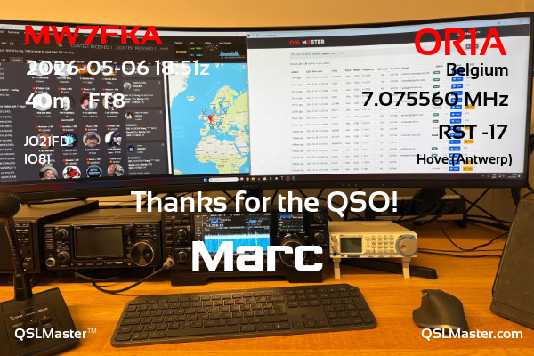 QSL Master Card for OR1A QSO with MW7FKA