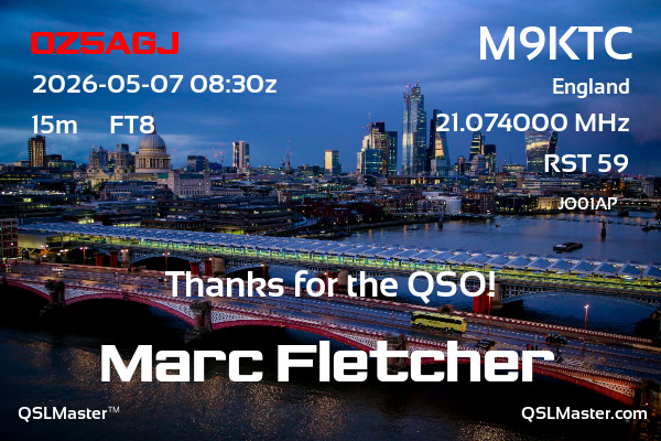 QSL Master Card for M9KTC QSO with OZ5AGJ