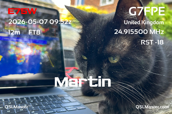 QSL Master Card for G7FPE QSO with E75W