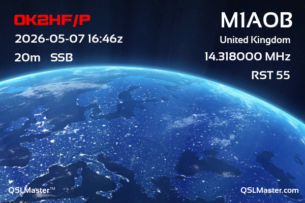 QSL Master Card for M1AOB QSO with OK2HF/P