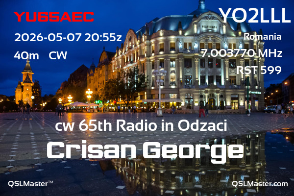 QSL Master Card for YO2LLL QSO with YU65AEC
