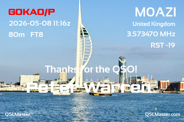 QSL Master Card for M0AZI QSO with G0KAO/P