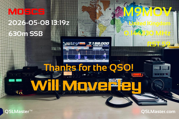 QSL Master Card for M9MOV QSO with M0SCS