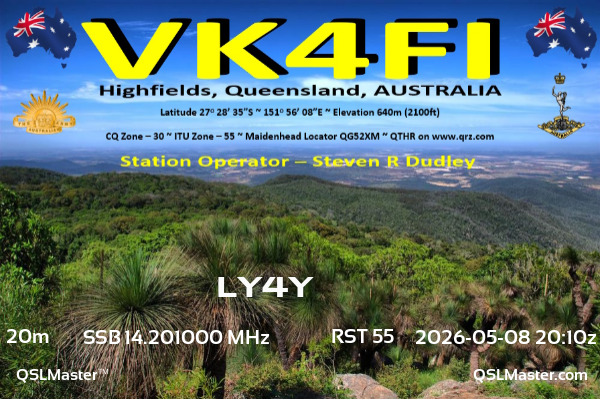 QSL Master Card for VK4FI QSO with LY4Y