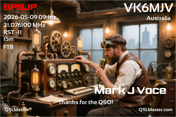 QSL Master Card for VK6MJV QSO with SP9JP