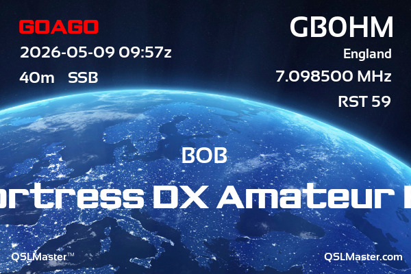 QSL Master Card for GB0HM QSO with G0AGO