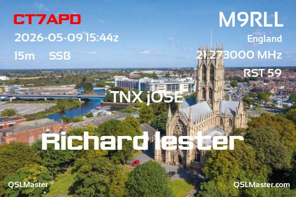 QSL Master Card for M9RLL QSO with CT7APD