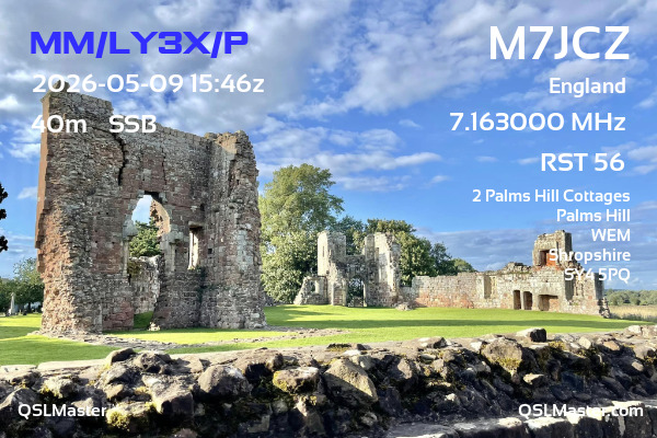 QSL Master Card for M7JCZ QSO with MM/LY3X/P