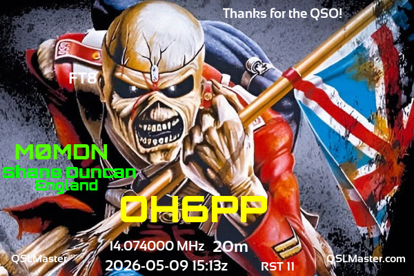 QSL Master Card for M0MDN QSO with OH6PP