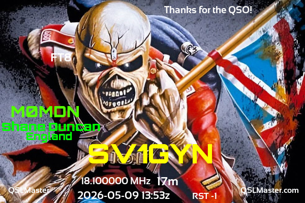 QSL Master Card for M0MDN QSO with SV1GYN