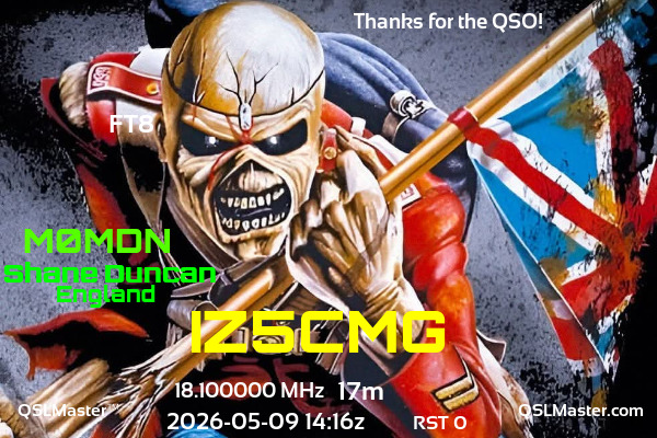 QSL Master Card for M0MDN QSO with IZ5CMG