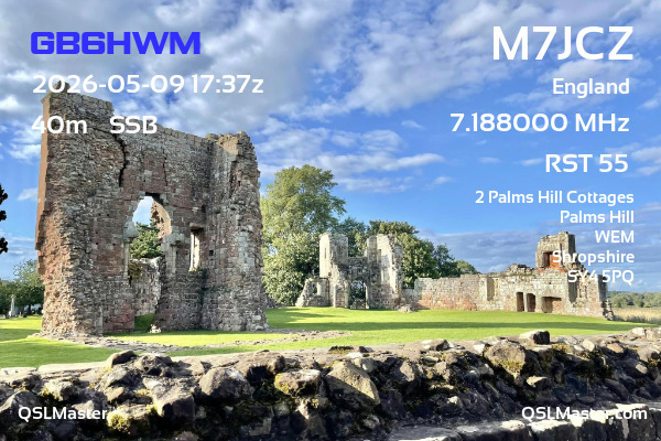 QSL Master Card for M7JCZ QSO with GB6HWM