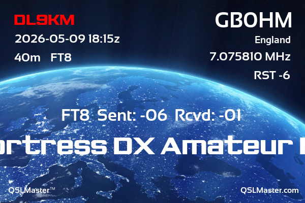 QSL Master Card for GB0HM QSO with DL9KM